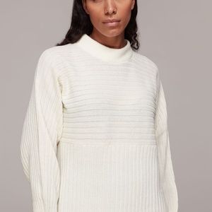 Contrasting Rib Funnel Neck Sweater